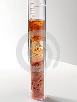 A test tube full of proteinrich liquid that is used to create labgrown meats.. AI generation