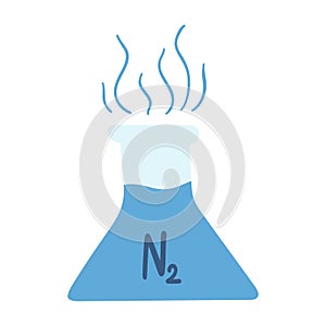 Test tube with liquid nitrogen. Ice therapy for benign and malignant lesions. Cryogenic precision for improved health