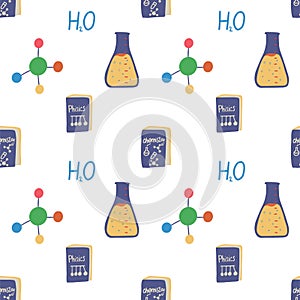 Test tube and molecule seamless pattern