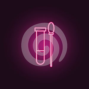 test tube and sample stick icon. Elements of Crime Investigation in neon style icons. Simple icon for websites, web design, mobile