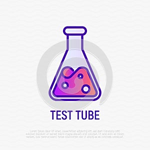 Test tube thin line icon. Symbol of laboratory. Modern vector illustration