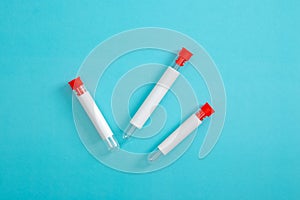 Test tubee on blue background