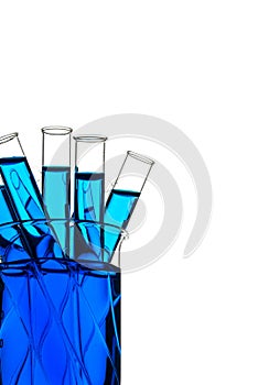 Test tubes blue liquid, Laboratory Glassware