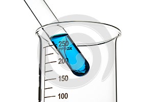 Test tubes blue liquid, Laboratory Glassware