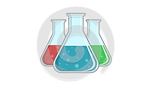 test tubes bubbling sparkling liquid. Science, education, chemistry, experiment, laboratory concept. vector illustration in flat