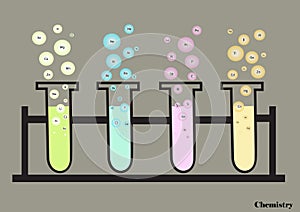 Test tubes and chemical elements.