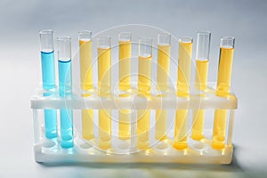 Test tubes with color liquids on light background