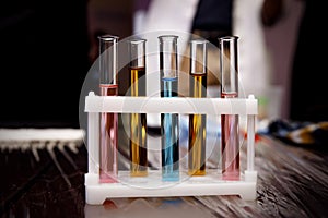 Test tubes with colorful chemicals