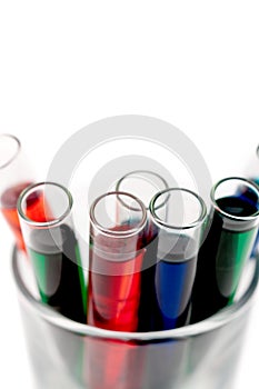 Test tubes filled with different color