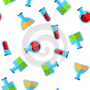 Test Tubes And Flasks Vector Seamless Pattern