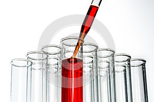 Test tubes and pipette drop, Laboratory Glassware