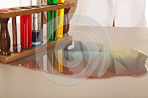 Test tubes spilled