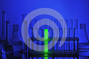 Test tubes in support