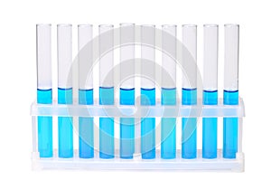 Test tubes in support