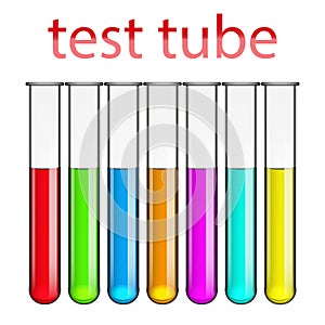 Test tubes with vaccine colored liquids.