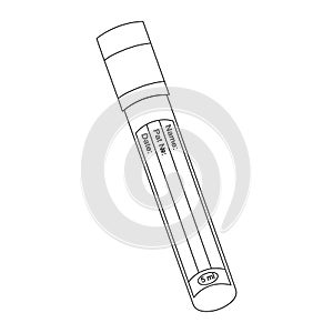 Test. Vector illustration-Sketch of a test tube for testing blood samples. Place for text: name, pat â„–, date.