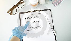 Test for Zika virus , medicine concept