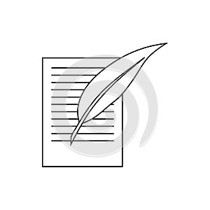 Testament letter and pen icon, outline style