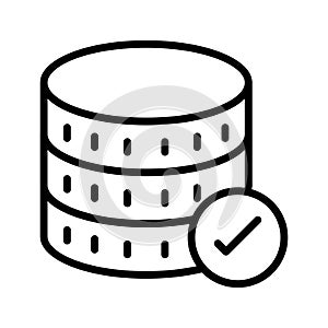 Tested database thin line vector icon