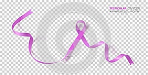 Testicular Cancer Awareness Month. Orchid Color Ribbon Isolated On Transparent Background. Vector Design Template For