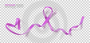 Testicular Cancer Awareness Month. Orchid Color Ribbon Isolated On Transparent Background. Vector Design Template For Poster