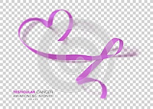 Testicular Cancer Awareness Month. Orchid Color Ribbon Isolated On Transparent Background. Vector Design Template For Poster