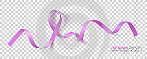 Testicular Cancer Awareness Month. Orchid Color Ribbon Isolated On Transparent Background. Vector Design Template For Poster