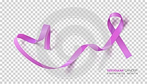 Testicular Cancer Awareness Month. Orchid Color Ribbon On Transparent Background. Vector Design Template For