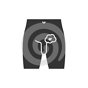 Testicular cancer glyph black icon. Male organ disease concept. Malignant neoplasm. Sign for web page, mobile app, button, logo.