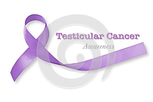 Testicular Cancer orchid color ribbon awareness isolated on white background clipping path photo