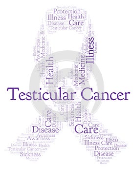 Testicular Cancer with ribbon word cloud.