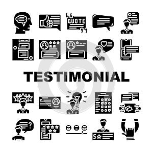 testimonial feedback quote icons set vector
