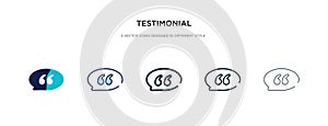 Testimonial icon in different style vector illustration. two colored and black testimonial vector icons designed in filled,