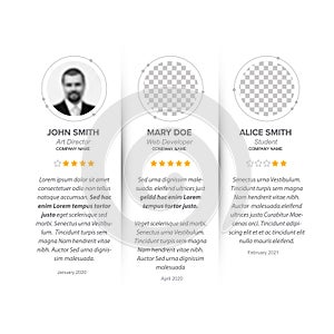 Testimonial reviews section layout template