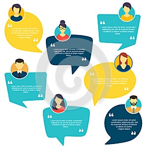 Testimonial Speech bubble concept, customer feedback for info graphic, application and website. Creative testimonials template wit