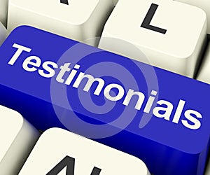 Testimonials Computer Key Showing Recommendations And Tributes O photo