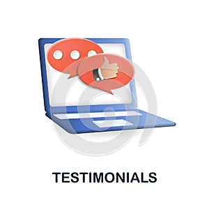 Testimonials icon. 3d illustration from feedback collection. Creative Testimonials 3d icon for web design, templates