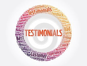 Testimonials word cloud collage, concept background