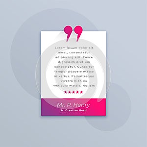 testimony frame template for web review or remark