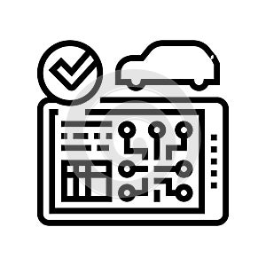 testing computer electronic system car line icon vector illustration