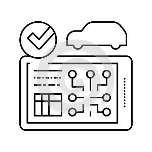 testing computer electronic system car line icon vector illustration