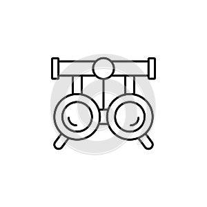 Testing glasses eye exam icon. Simple line, outline vector of optometry icons for ui and ux, website or mobile application