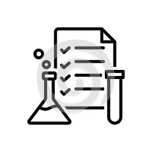Black line icon for Testing, book and report