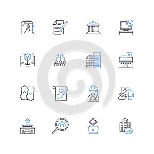 Testing line icons collection. Verification, Validation, Debugging, Integration, Regression, Acceptance, Automation