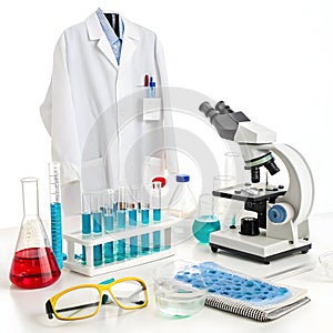 Testing research laboratory isolated on white photo
