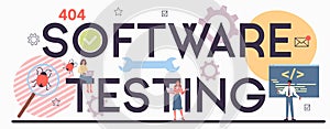 Testing software typographic header. Application or website code