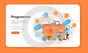 Testing software web banner or landing page. Application or website