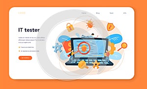 Testing software web banner or landing page. Application or website