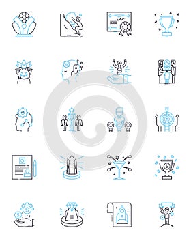Testing stage linear icons set. Quality, Assurance, Validation, Verification, Bugs, Functionality, Performance line