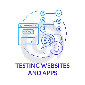 Testing websites and apps blue gradient concept icon